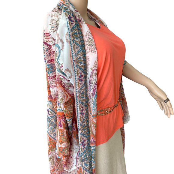 Kimono Floral Boho Chic Floral Print Layering L Size - Picture 4 of 6